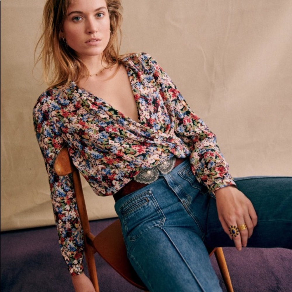Sezane Floral Wrap Blouse - Multicolor